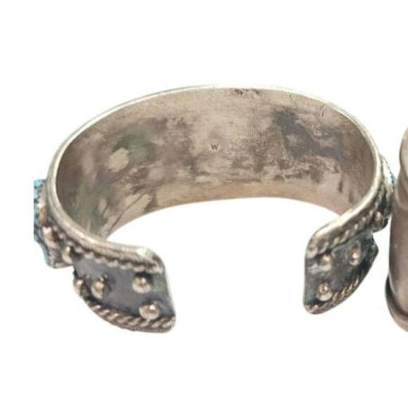 Vintage Diné (Navajo) Turquoise Nugget Sterling Silver Cuff Bracelet - Picture 5 of 6